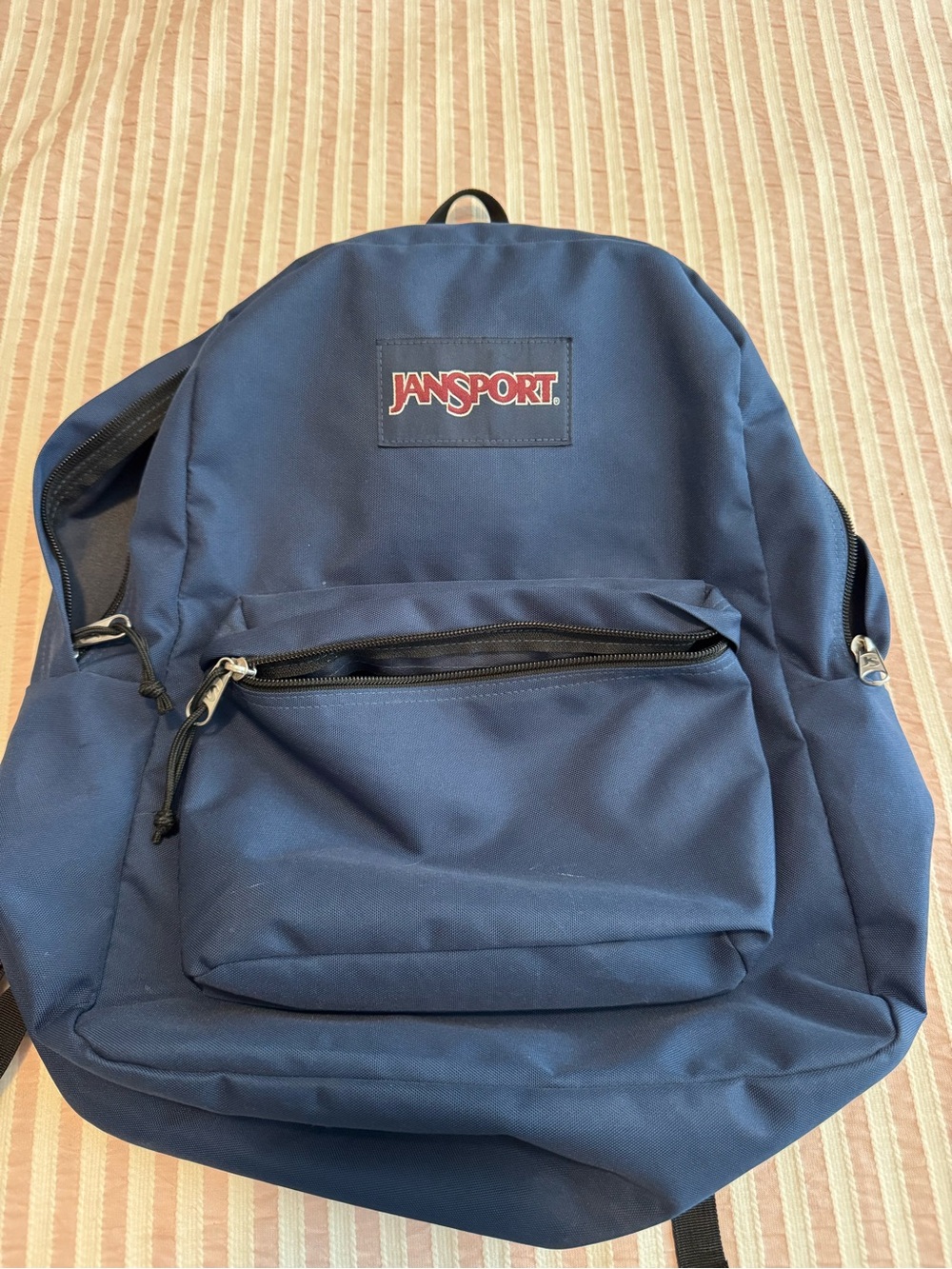 Jansport Navy Classic Backpack with Front Zip Pocket